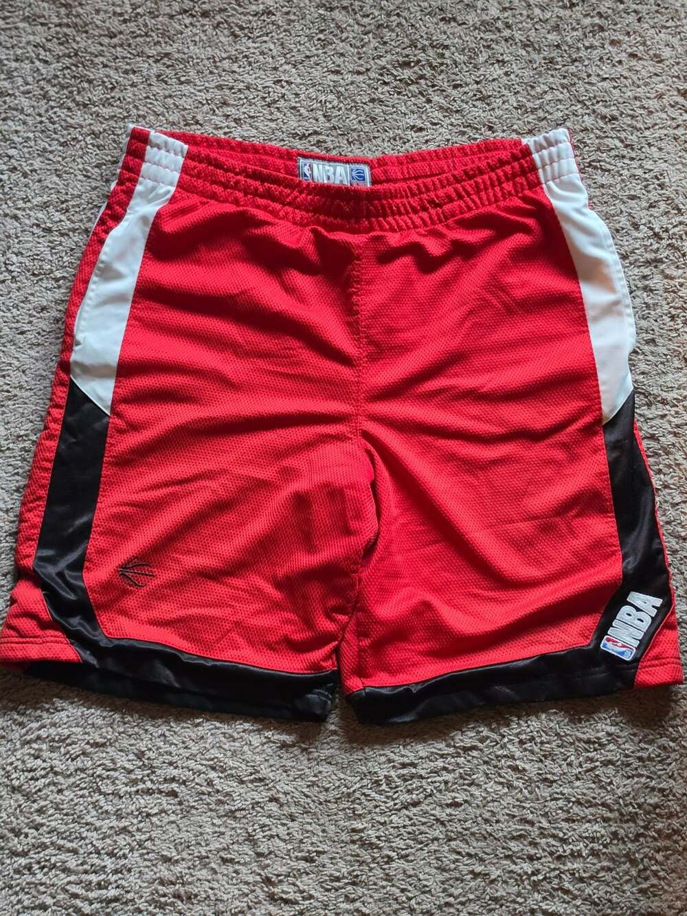 NBA Basketball Shorts Size L Red White Black Mesh